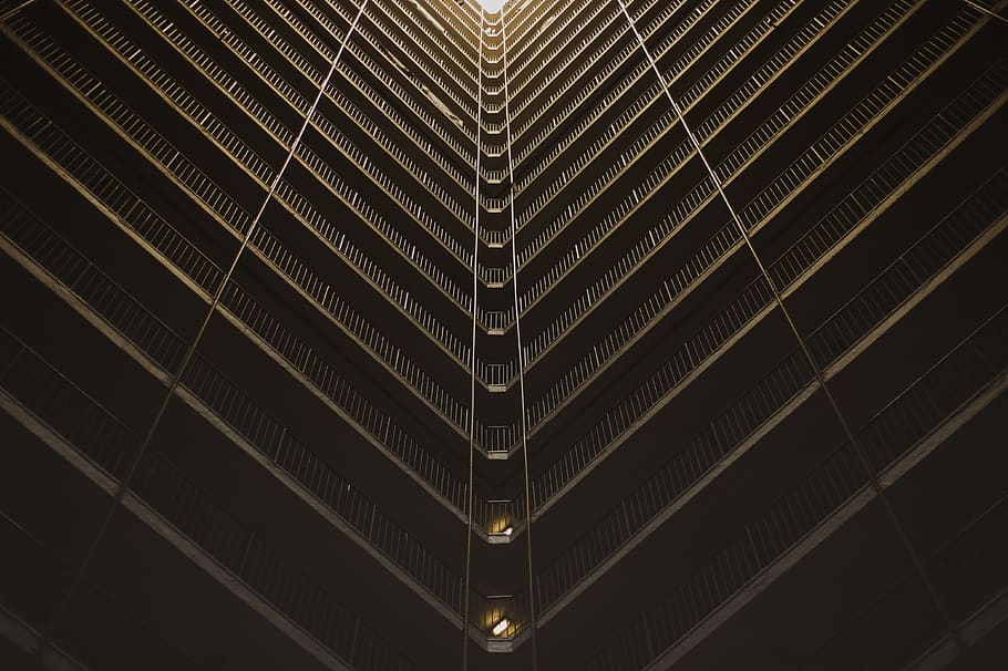 black and gray computer tower, pattern, low angle view, no people HD wallpaper