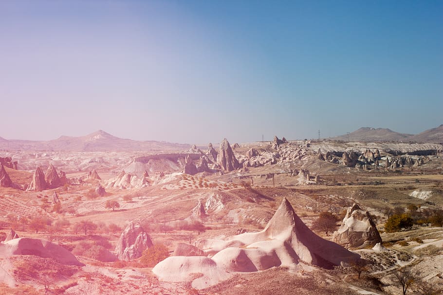 turkey, cappadocia, sun, outdoor, outside, mountain range, landscape