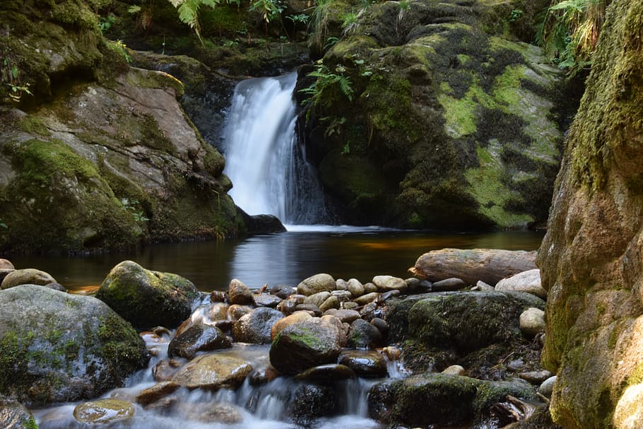 nature, cascade, river, chorsin, green, water, rock, rock - object HD wallpaper