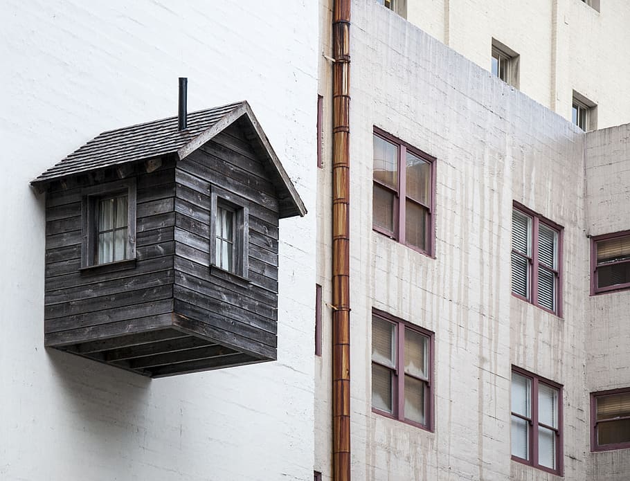 gray shed, architecture, built structure, building exterior, window HD wallpaper