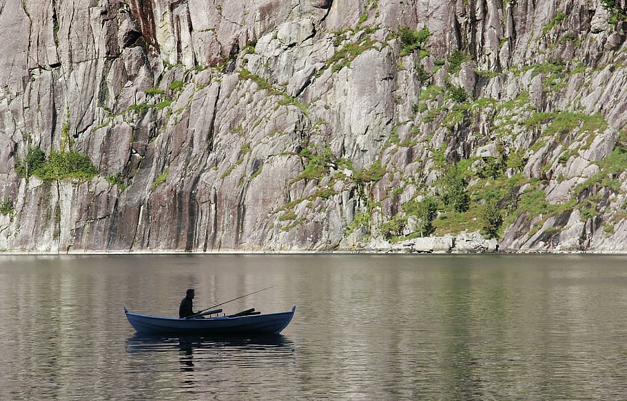 norway, vingen, silent, shadow, man, alone, fishing, mountain HD wallpaper