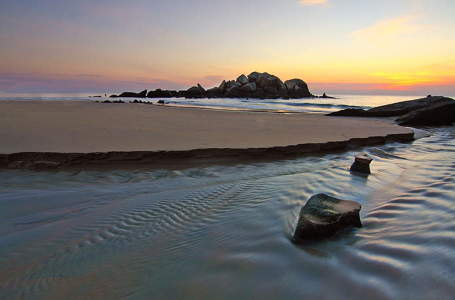 Scenic View of Ocean During Dusk, beach, coast, dawn, environment HD wallpaper