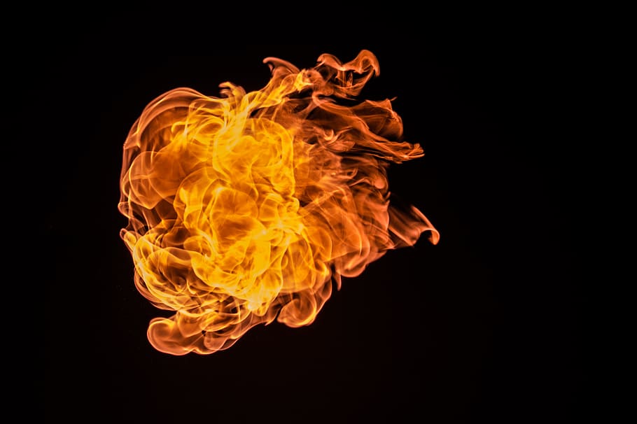 Red Fire With Black Background, explosion, flame, heat, hell HD wallpaper