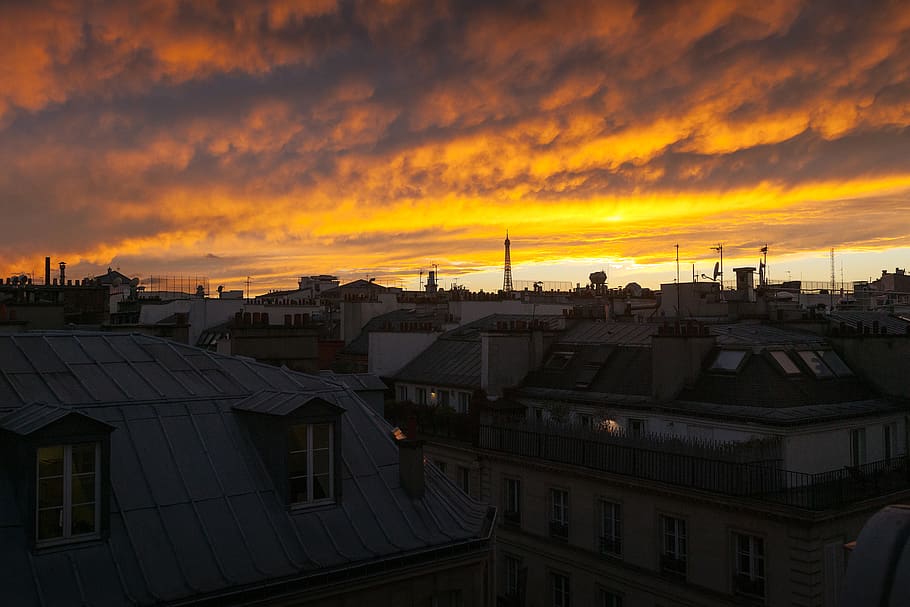 paris, france, hungry and foolish, sunset, sky, cloud, city, HD wallpaper