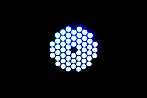 blue, led, light, amoled, symmetry, circle, bokeh, green, illuminated HD wallpaper