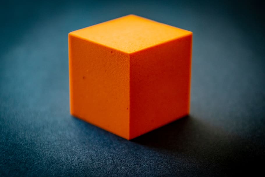 Orange Cube, block, foam, studio shot, indoors, single object HD wallpaper