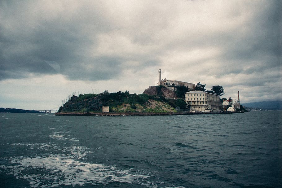 san francisco, alcatraz island, united states, cloudy, sea