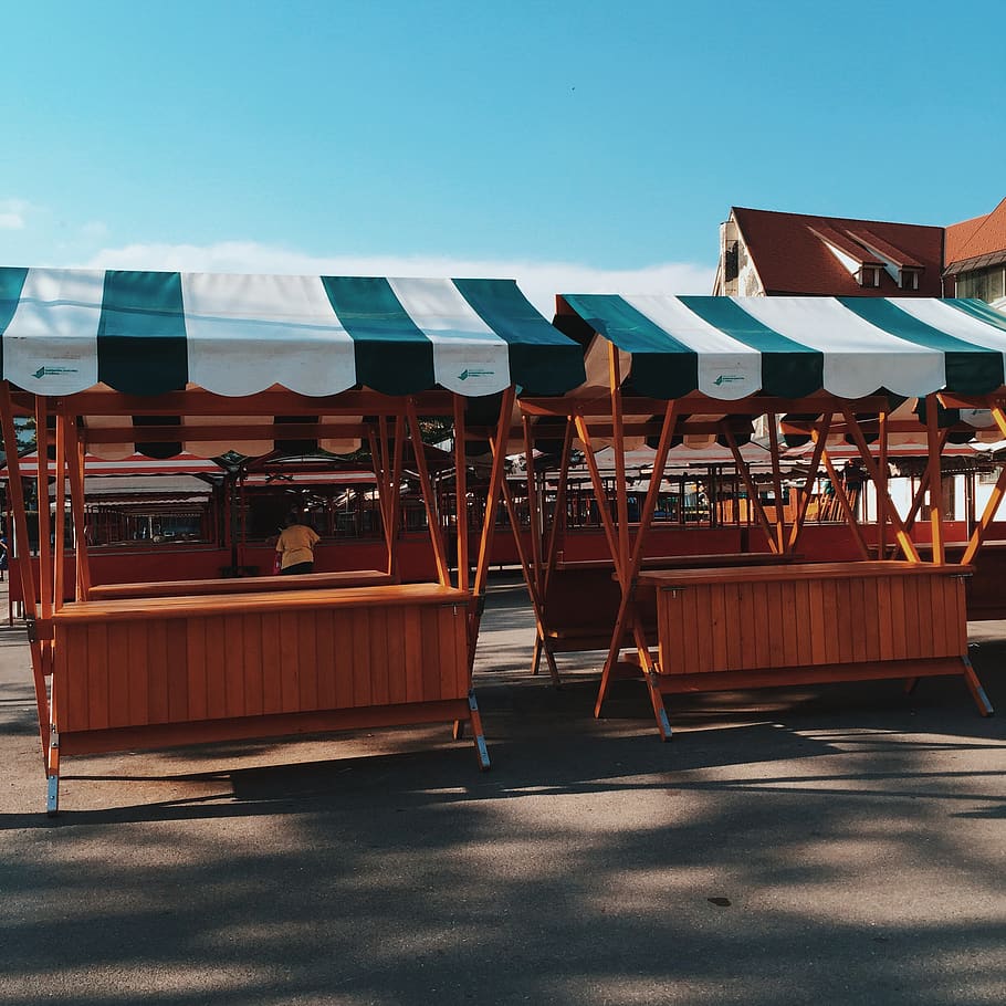 tent, empty, clean, market, traditional, wood, city, village HD wallpaper