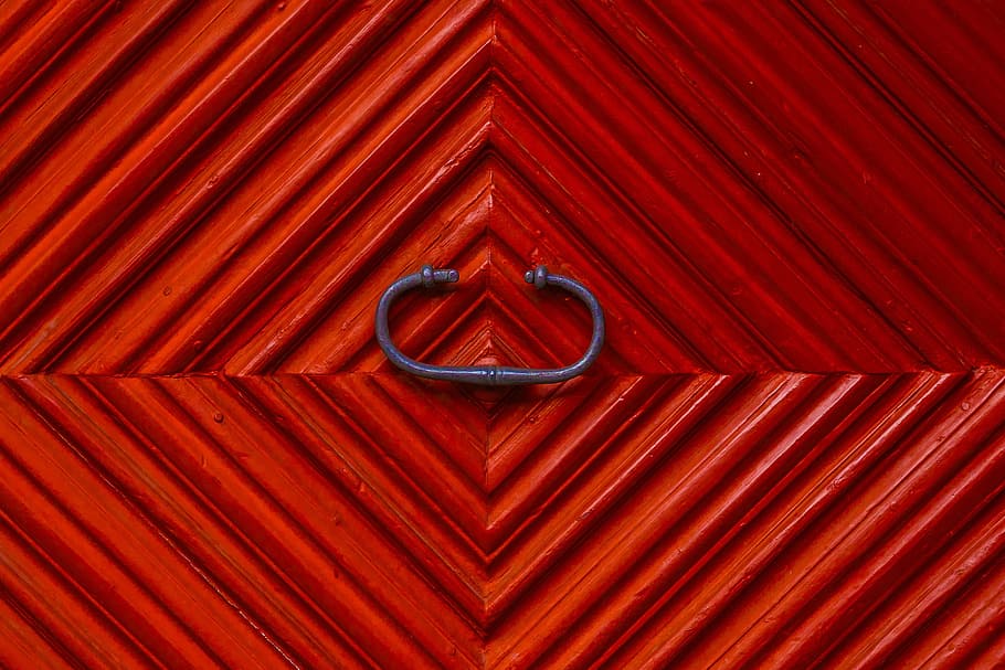 Wooden Door Knob, textures, background, backgrounds, doors, red HD wallpaper