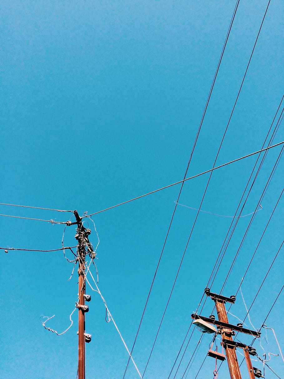 india, wires, adventure, sky, blue, cable, low angle view, clear sky HD wallpaper