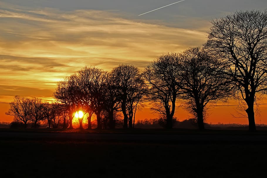 sunset, evening sky, abendstimmung, afterglow, mood, dusk, nature HD wallpaper
