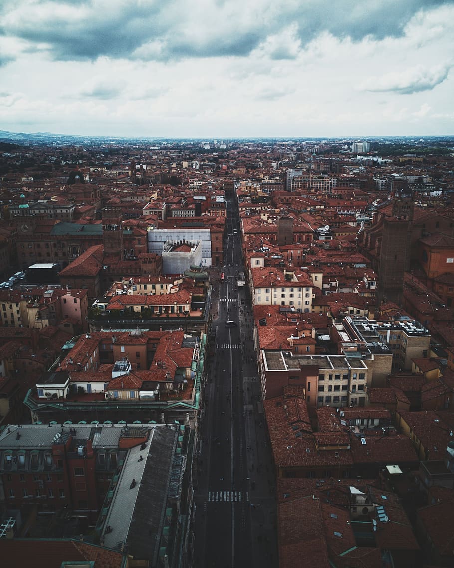 Bird's Eye View of Town, architecture, buildings, city, cityscape HD wallpaper