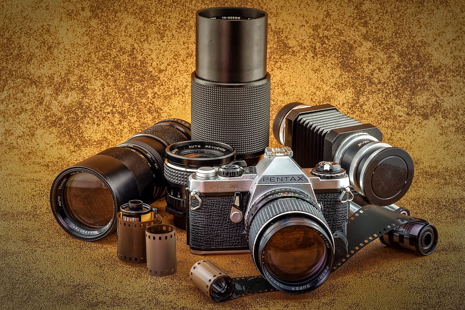 lenses, analog, old, camera, pentax, photo, film, small picture HD wallpaper