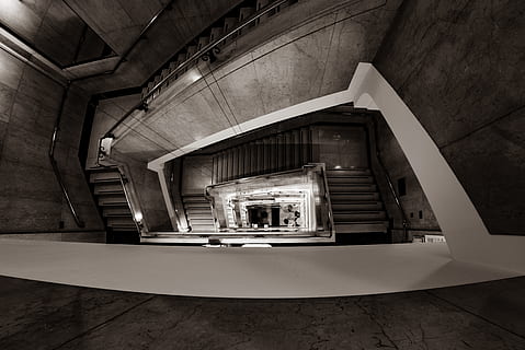 spiral staircase, banister, handrail, stairs sepia tone fuji fujifilm HD wallpaper