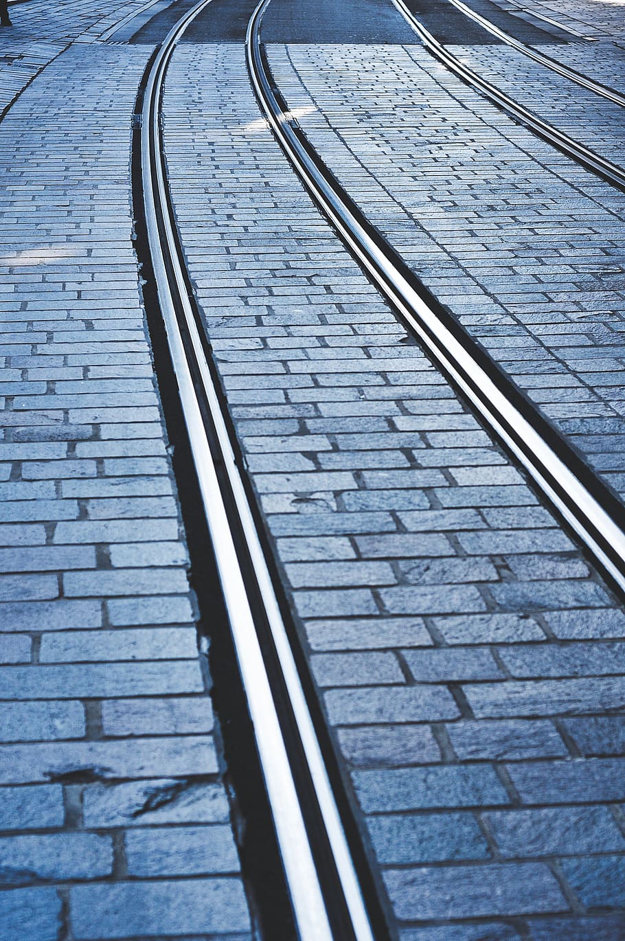 rail, tram, metro, train, city, urban, pavement, road, transport HD wallpaper