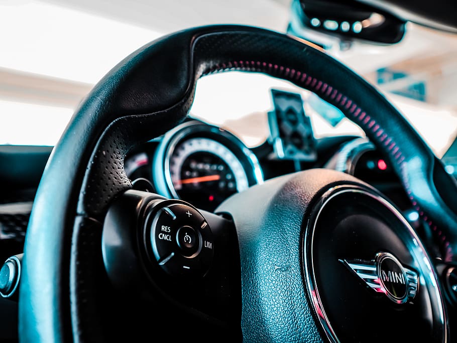 close-up, mode of transportation, steering wheel, vehicle interior HD wallpaper