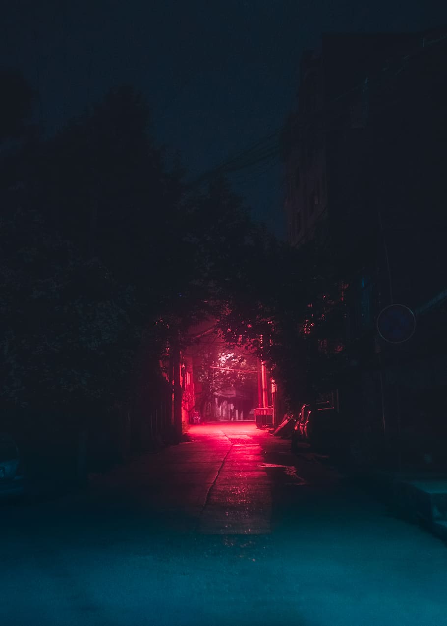 concrete road with light lamp post, night, architecture, illuminated HD wallpaper