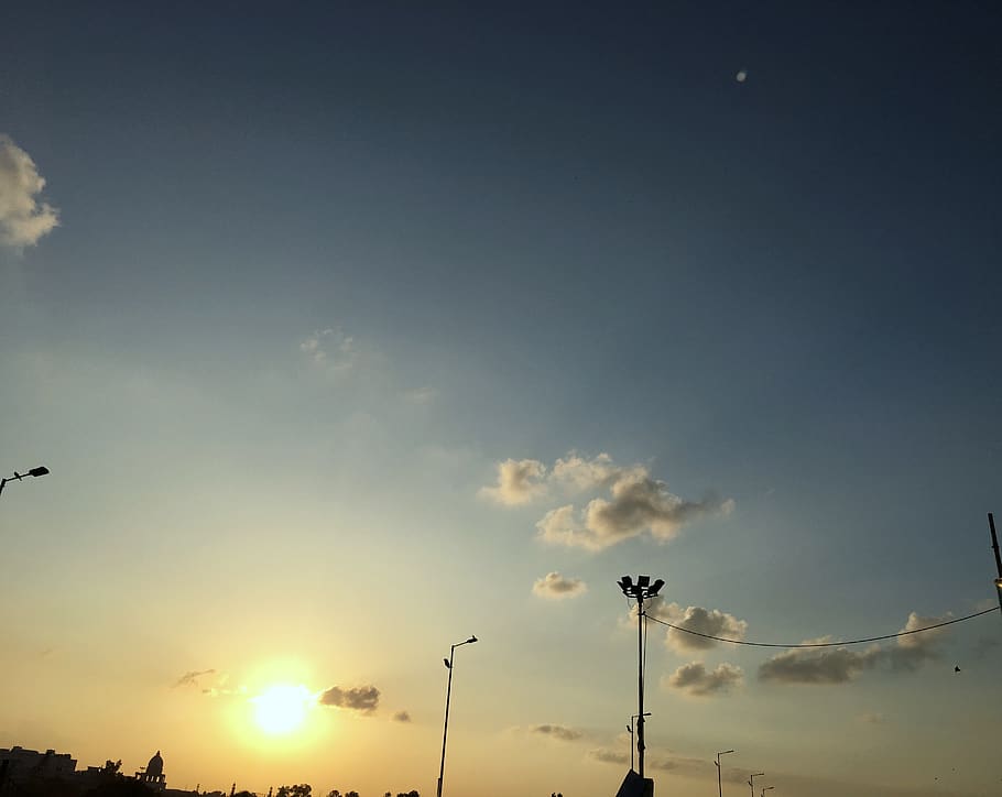 india, lucknow, cloudscape, cloudy, silhouette, light, sunset HD wallpaper