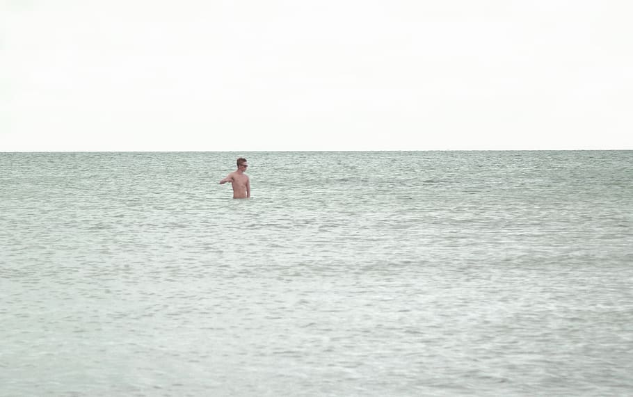 sweden, sandhamn, water, sea, horizon, one person, horizon over water HD wallpaper