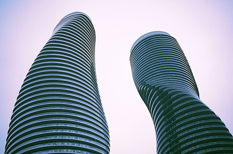 two black high-rise buildings, architecture, town, urban, city