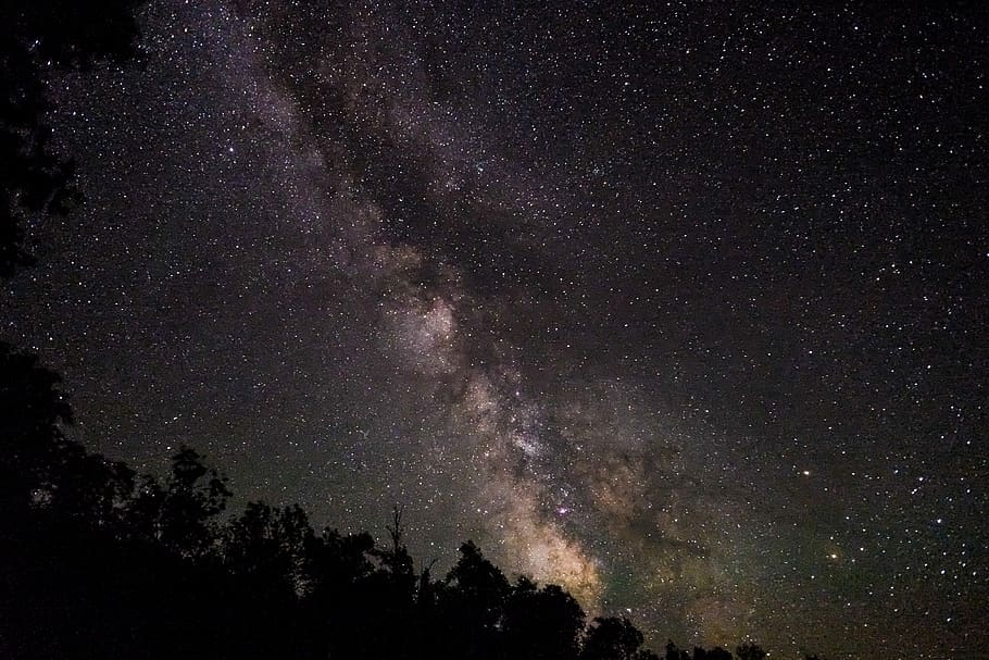 starry night, milky way, galaxy, outdoors, outer space, universe HD wallpaper