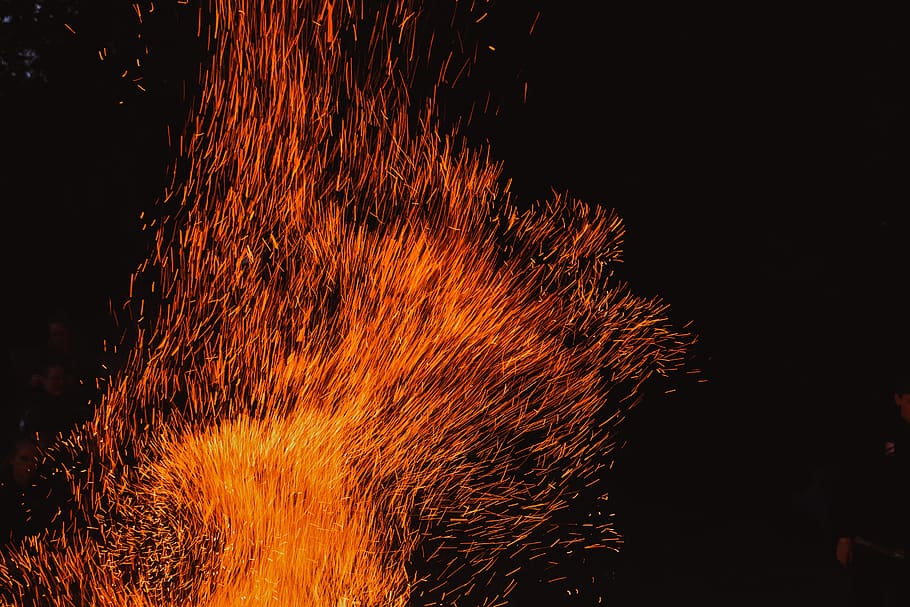 fire, dark, night, camping, travel, adventure, spark, light HD wallpaper