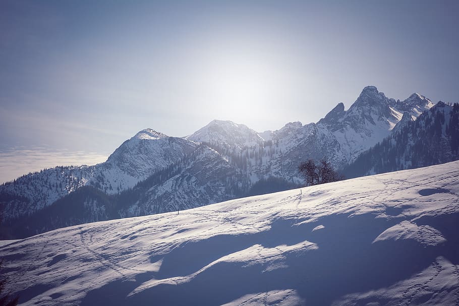 landscape, winter, snow, wintry, nature, mountains, mountain peaks HD wallpaper