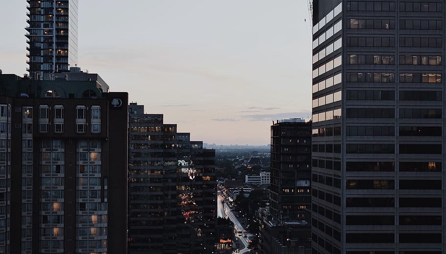 canada, toronto, cityscape, rain, view, street, architecture HD wallpaper