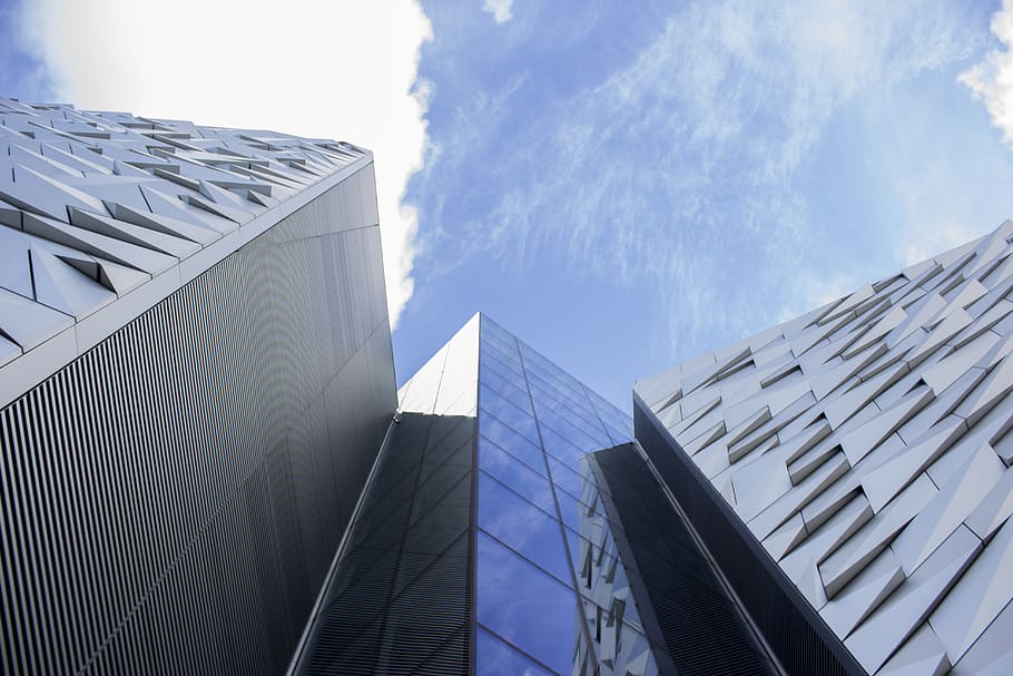 building, pattern, reflection, sky, architecture, building exterior HD wallpaper