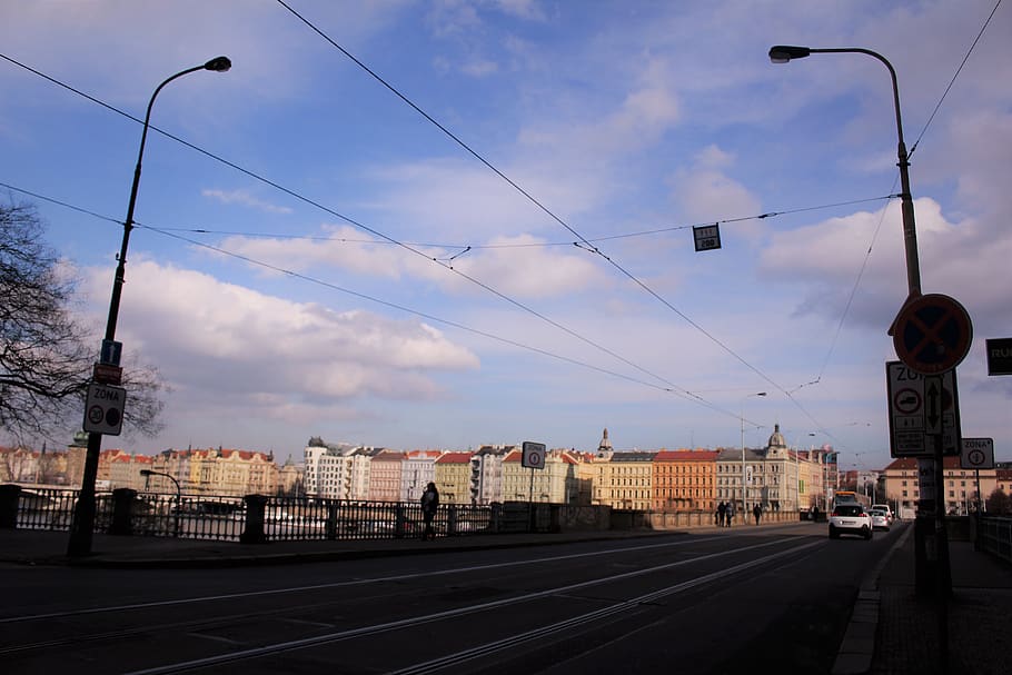 sky, cloud - sky, track, rail transportation, building exterior HD wallpaper