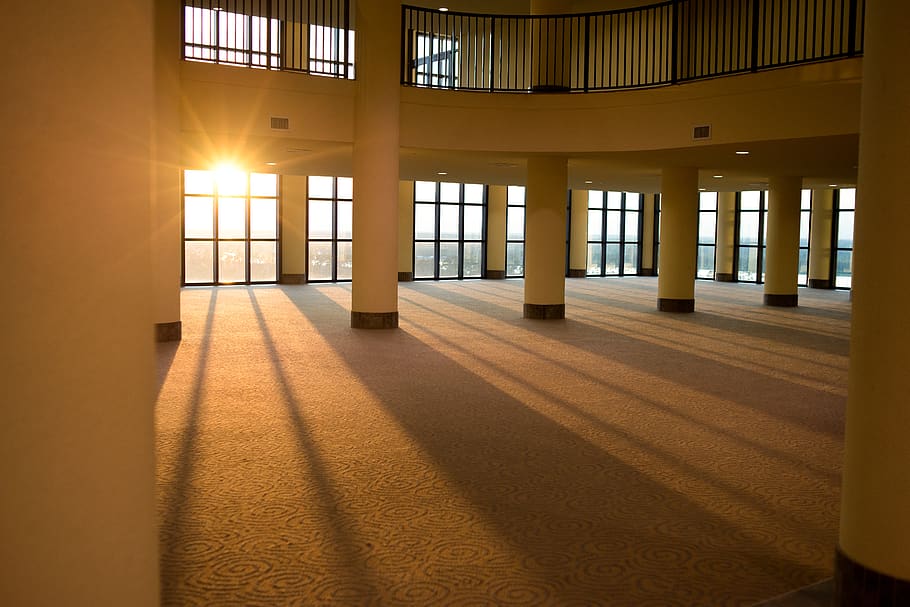 building, architecture, sunset, window, sunlight, indoors, empty HD wallpaper