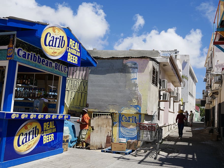 person, human, kiosk, path, bar, carib, st maarten, caribbean HD wallpaper