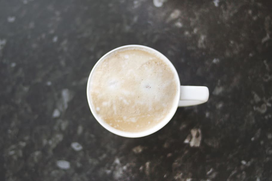 overhead, coffee, cup, marble, background, food, drink, cappuccino HD wallpaper
