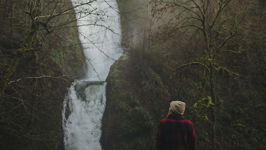 waterfall, forestry, viewpoint, mystery, mystical, mysterious HD wallpaper