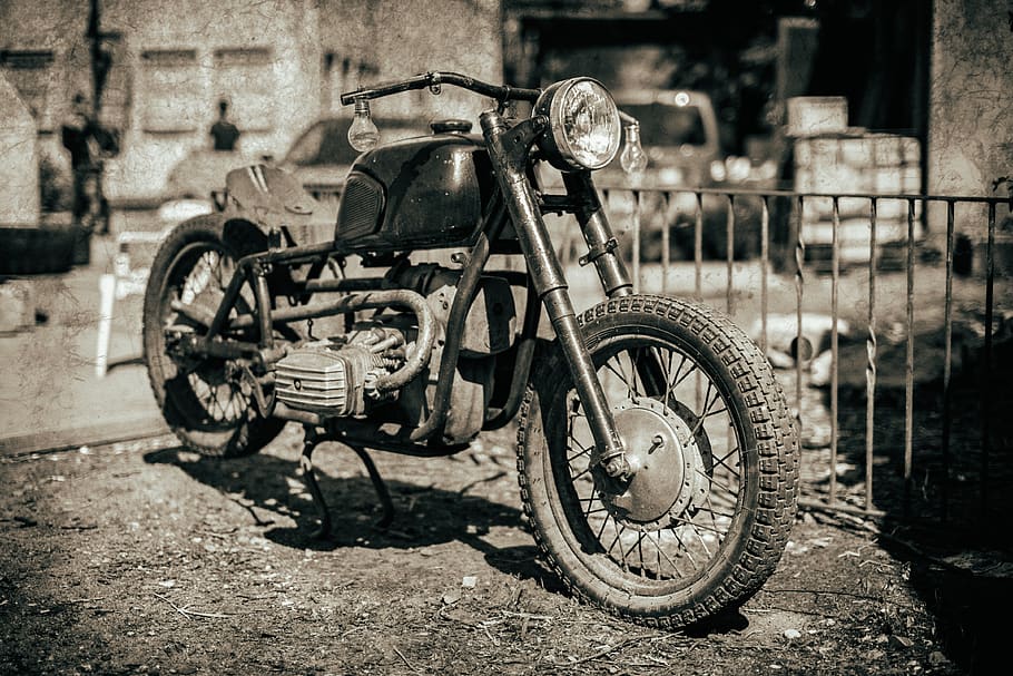 germany, spremberg, sephia, bulbs, motorcycle, handlebar, lost place HD wallpaper