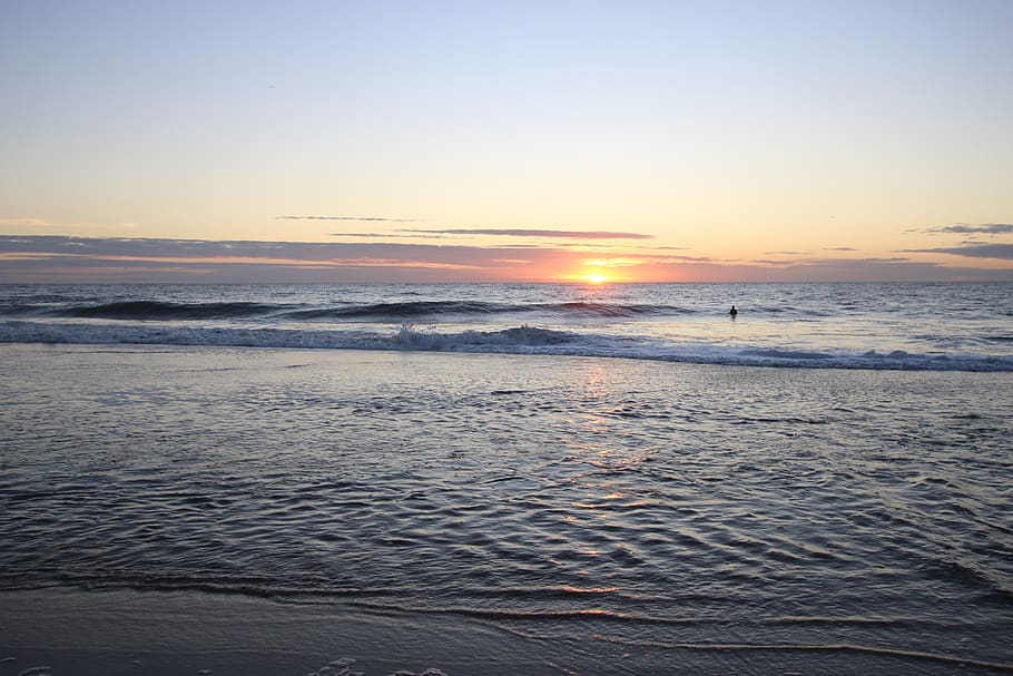 ocean, sunrise, beach, sky, sunset, water, scenics - nature HD wallpaper