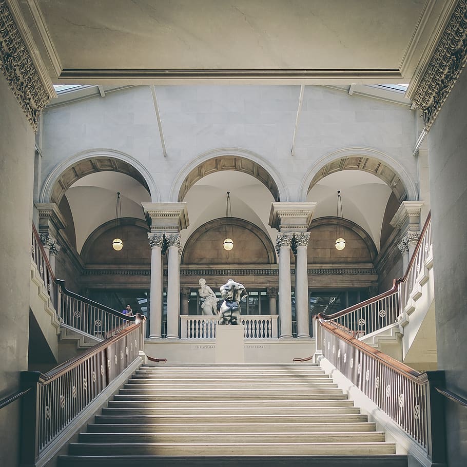 Empty Staircase Inside Building, arches, architecture, ceiling HD wallpaper