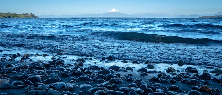 sea waves under blue sky, water, outdoors, nature, ocean, pebble HD wallpaper