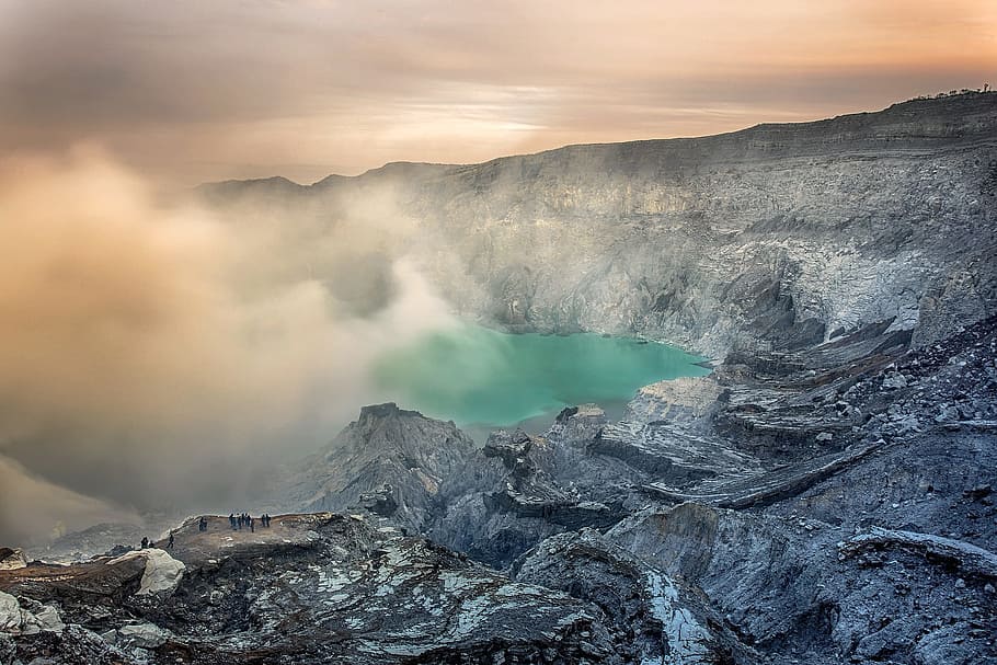 view, volcano, nature, landscape, mountain, mountainous, range HD wallpaper