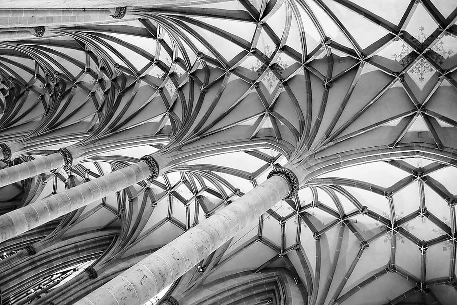 gothic, church, ceiling, arch, dome, architecture, full frame HD wallpaper