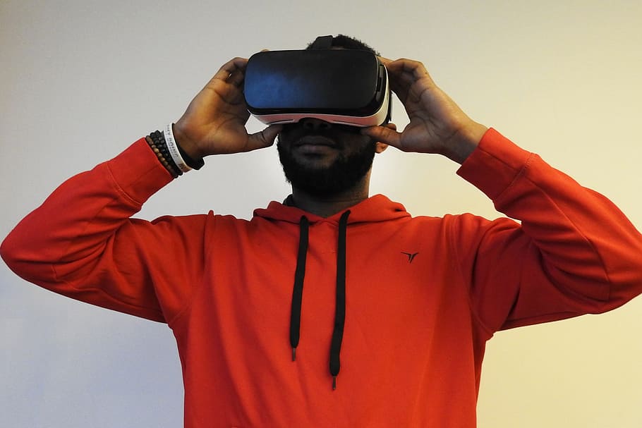 VR Man, technology, black Man, black People, one person, virtual reality simulator
