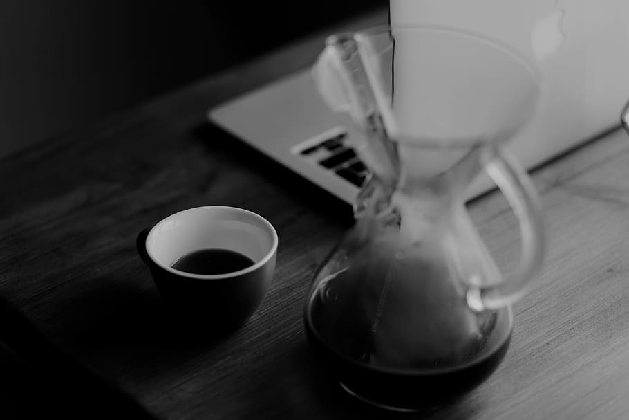 Clear Glass Teapot, beverage, black and white, black-and-white HD wallpaper