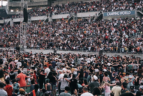 crowded people inside building, human, audience, person, parade HD wallpaper