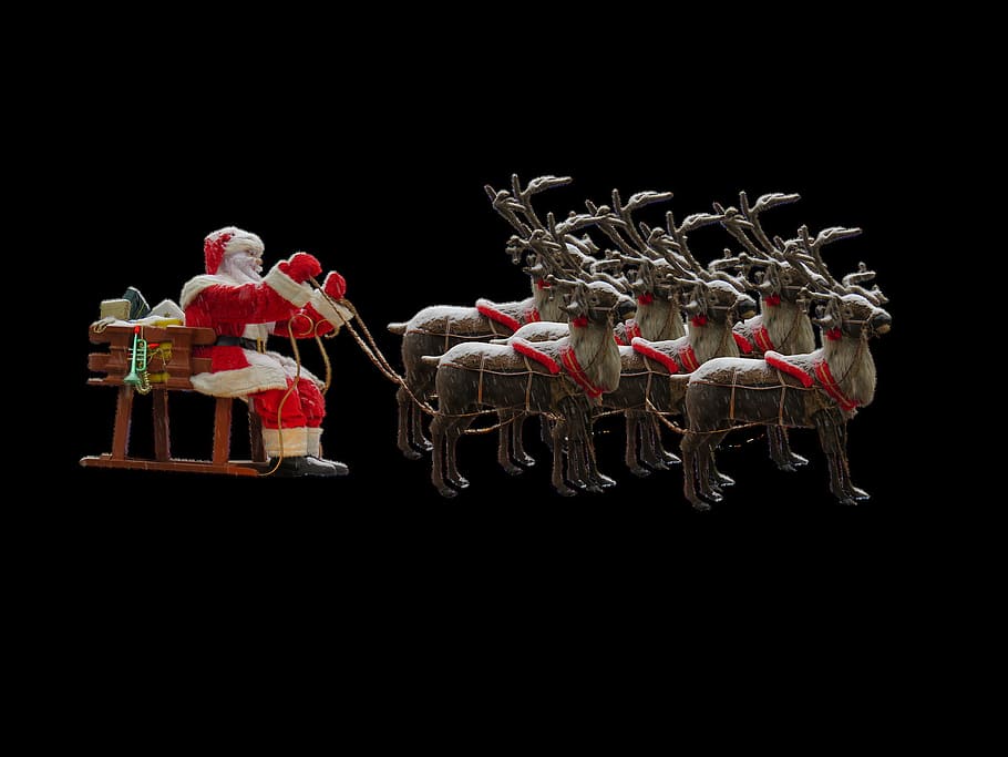 ride, santa, claus, object, fig, figure, winter, christmas HD wallpaper