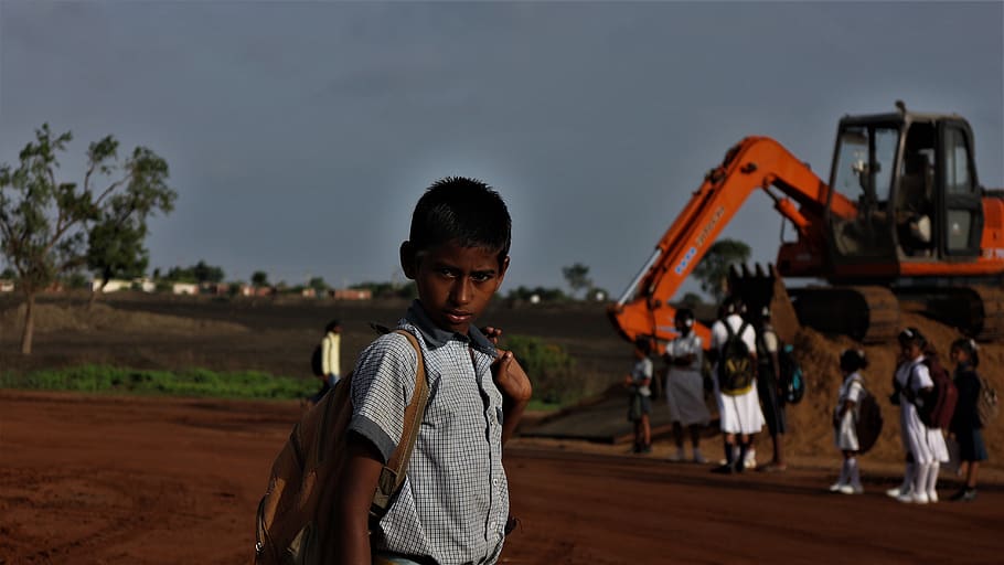 boy, school, children, sky, people, focus on foreground, nature HD wallpaper