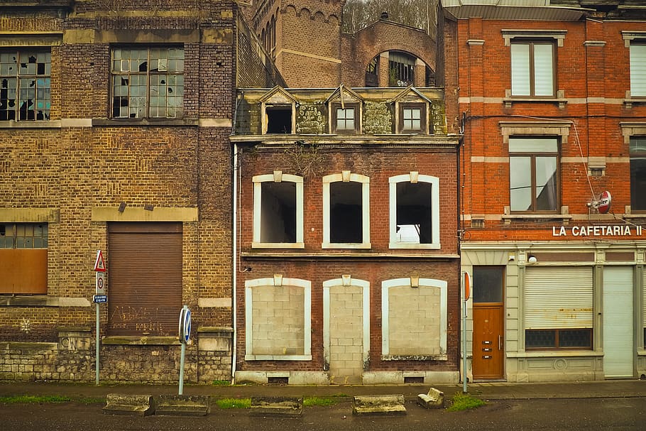 lost places, row of houses, architecture, building, facade, HD wallpaper