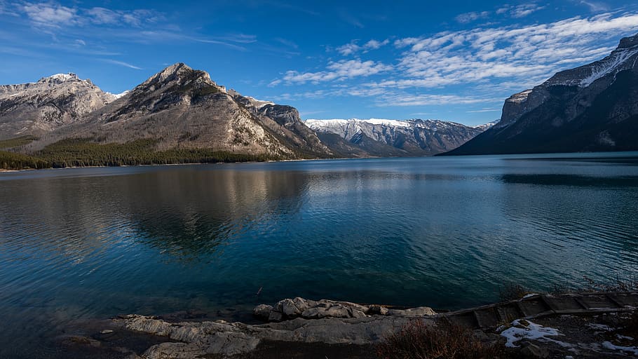 banff, park, mountains, canada, alberta, landscape, water, nature HD wallpaper