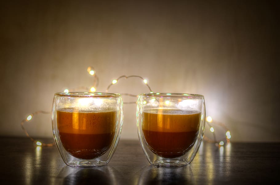 Two Clear Glass Candle Holders, aroma, backdrop, background, bar HD wallpaper