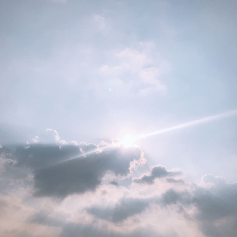 White Clouds Covering Sun, atmosphere, daylight, heaven, sky HD wallpaper