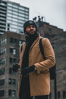 man wearing jacket, clothing, apparel, overcoat, human, person HD wallpaper